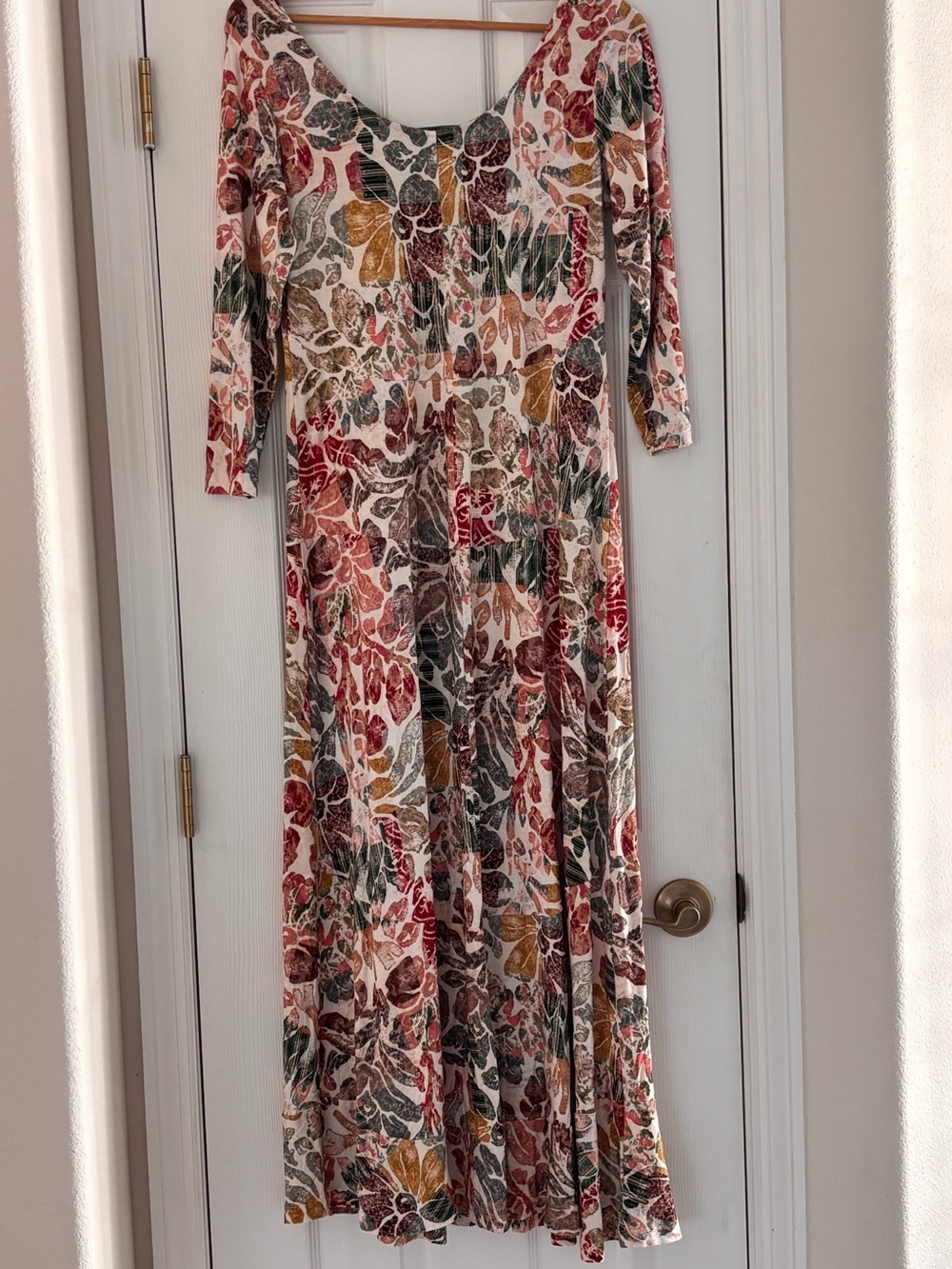 Peruvian Connection Abstract Floral Maxi Dress Size M